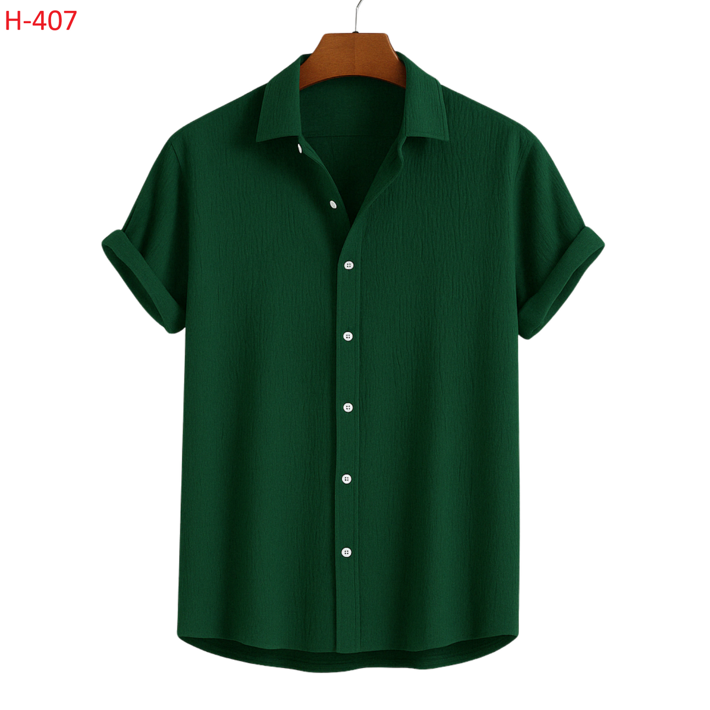 Bottle Green Short Sleeved Shirt|H-407