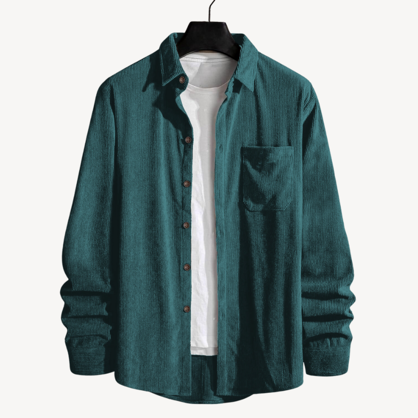 Bottle Green Cord Cotton Full Sleeve Shirt For Men