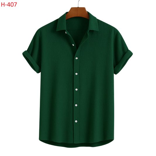 Bottle Green Short Sleeved Shirt‌‌‌‌‌|H-407