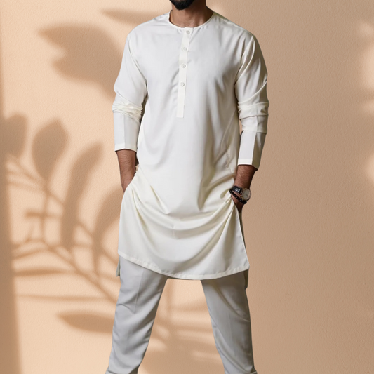White Classic Panjabi & Pajama Full Set |P-002